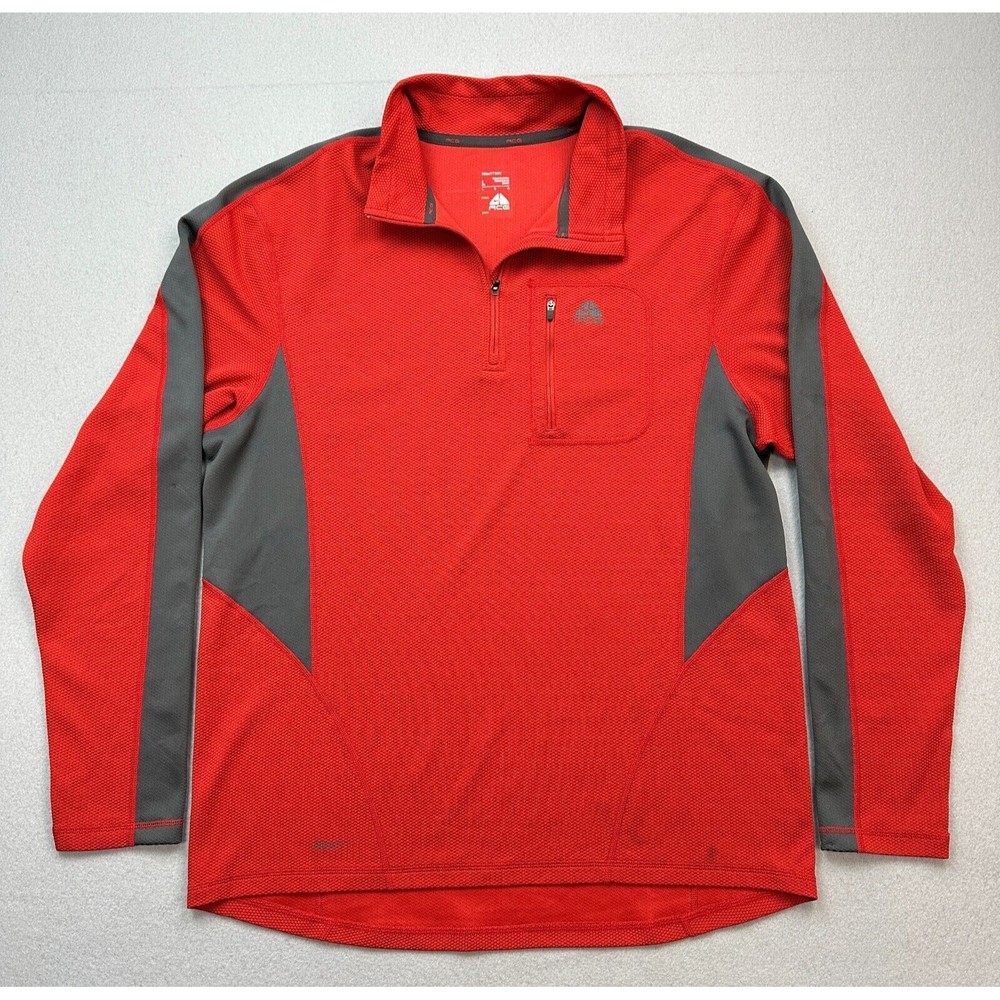 Nike Sweater Mens Large Red Gray ACG Lightweight 1/4 Zip Pullover Outdoor
